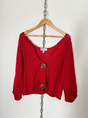 Vintage Boho Red Knit Sweater